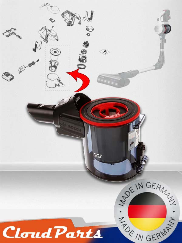 Bosch BCS7 Unlimited Serie 7 şarjlı süpürgeler ile uyumlu filtre dahil toz haznesi