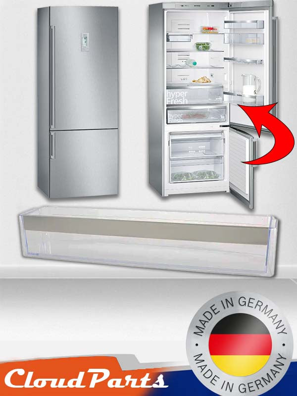Kapak açıldığında uzun şişelerin sallanmasını ve devrilmesini önleyen Bosch, Profilo ve Siemens şişelik rafı