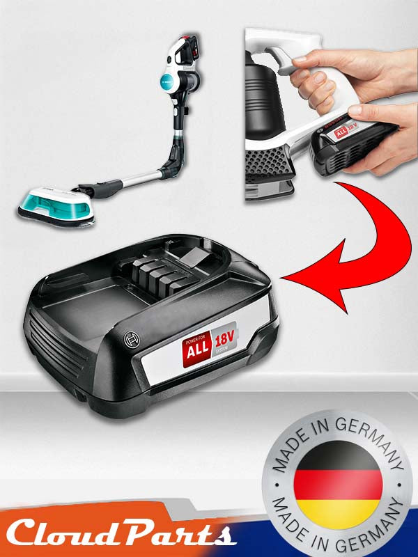 Bosch Unlimited kablosuz dikey süpürgeler ile uyumlu 18V şarj edilebilir batarya