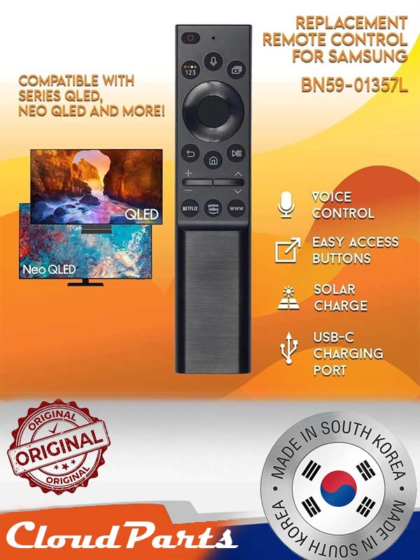 Samsung Smart TV uyumlu CloudParts güneş panelli orijinal sesli komutlu kumanda