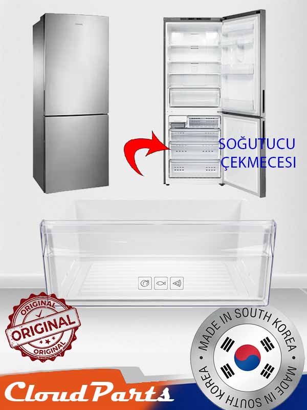 Samsung RL4323RBASP uyumlu buzdolabı soğutma bölmesi orta sebzelik çekmecesi yedek parçası